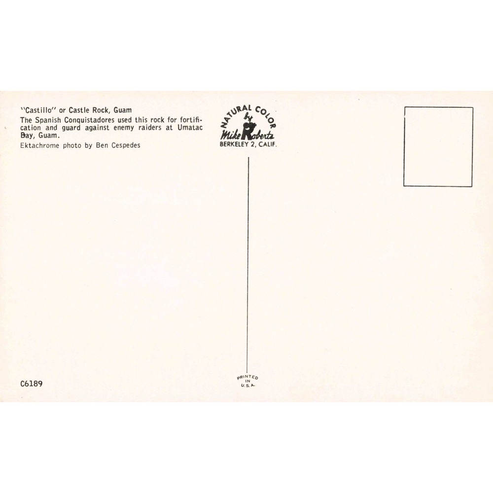 Vintage Castillo Castle Rock Guam Postcard Umatac Bay Ben Cespedes Mike Roberts - Picture 2 of 2